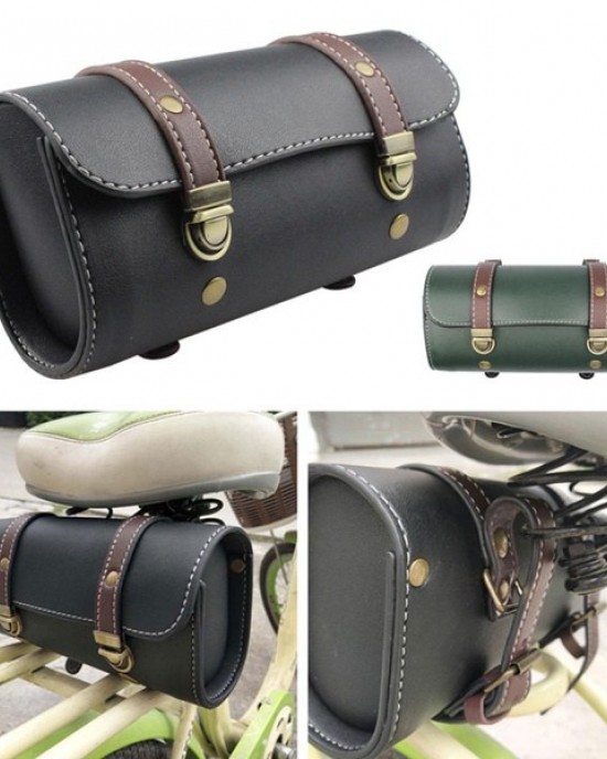 Vintage Tail Bag PU Leather Cycling Bag Saddle Rear Pannier Riding Vintage Tail Bag