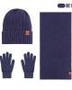 Winter Knit Hat Scarf Gloves Set - Fleece Lined Thick Warm Accessories for Outdoor Cycling