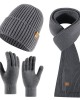 Winter Knit Hat Scarf Gloves Set - Fleece Lined Thick Warm Accessories for Outdoor Cycling