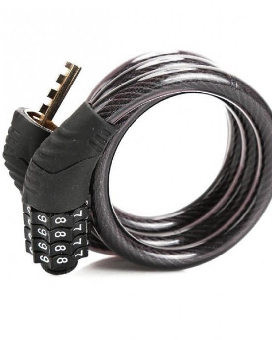 Heavy-Duty 4-Digit Combination Bike Lock - Anti-Theft Steel Cable Lock for Mountain Bikes