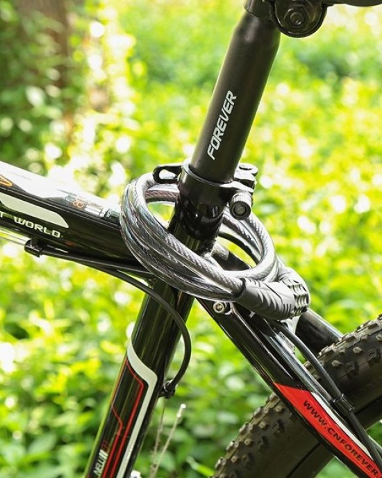 Heavy-Duty 4-Digit Combination Bike Lock - Anti-Theft Steel Cable Lock for Mountain Bikes