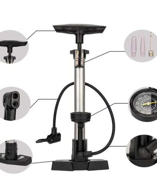 160PSI Floor Bike Pump with Gauge Inflators Manual Tire Pump Cycling Accessory